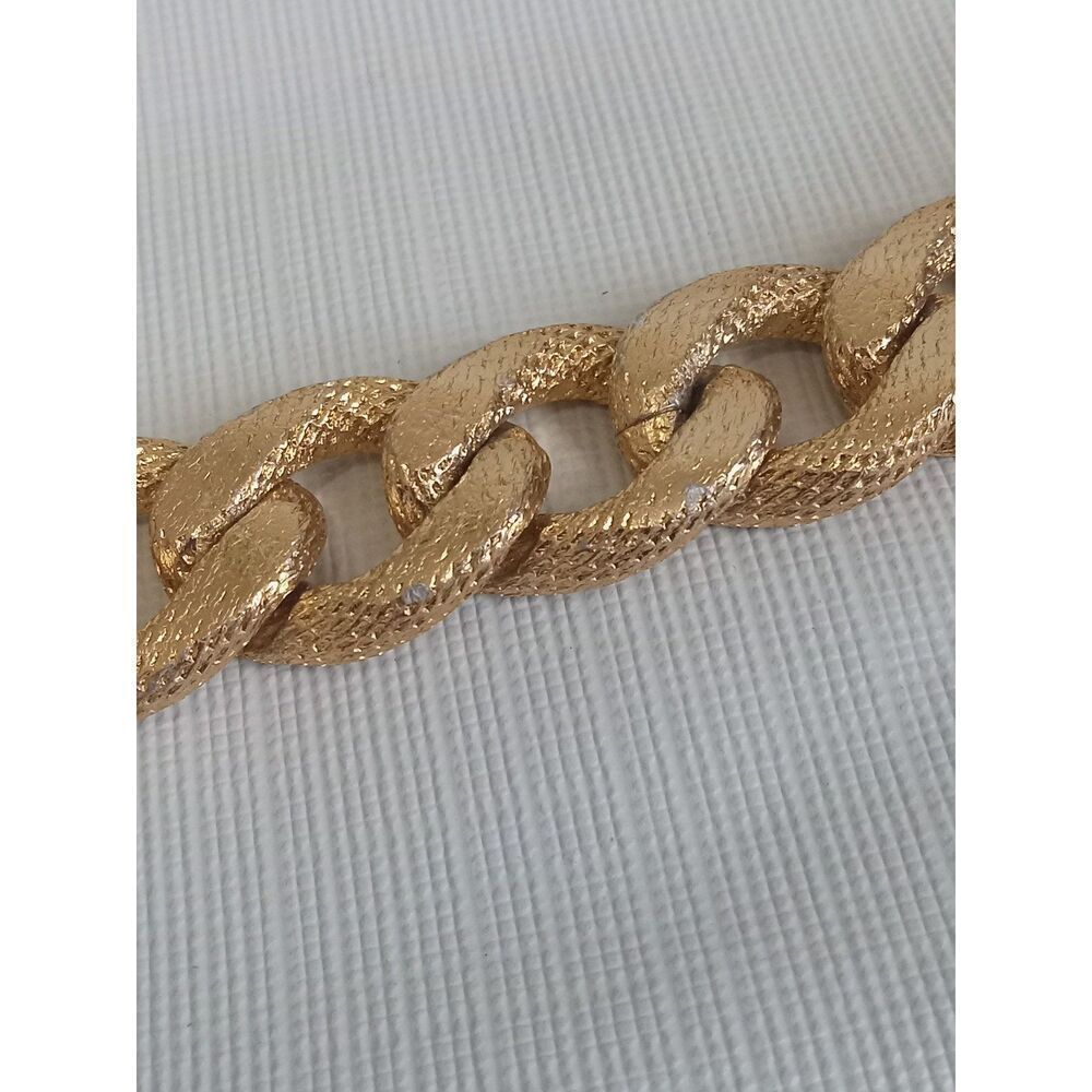 Chunky Gold Toned Oversized Curb Link Metal Chain Heavyweight Statement Necklace - Picture 6 of 9